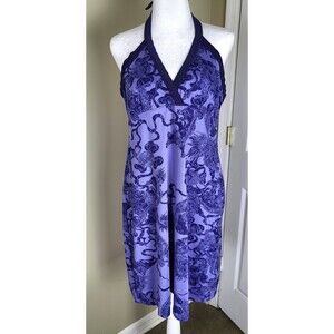 Title Nine Halter Dress Womens Large Athletic Floral Shelf Bra